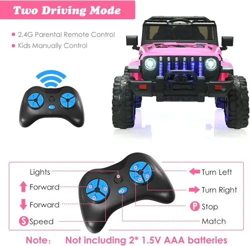Miniatura 3 de OLAKIDS Camión de paseo para niños, vehículo eléctrico de 12 V con control remoto, automóvil para niños pequeños a batería con música, bocina, 3 Rosa