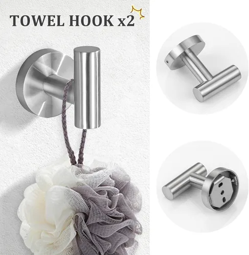 Miniatura 5 de TURS Juego de 10 piezas de accesorios de baño de níquel cepillado, juego de barra de toalla de baño de acero inoxidable SUS304 de 61 cm, kit