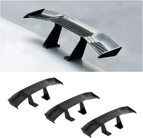 Miniatura 9 de 3 piezas de alerones mini para auto, 17 cm alerón universal para cola de auto, mini textura de fibra de carbono, decoración genial, accesorios