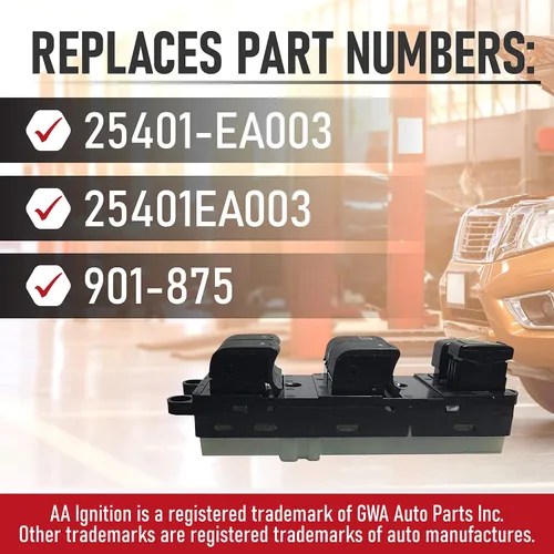 Miniatura 3 de Interruptor de elevalunas eléctrico para Nissan Frontier, Nissan Xterra – Sustituye a modelos 25401-EA003-2005, 2006, 2007, 2008, 2009, 2010, 2011