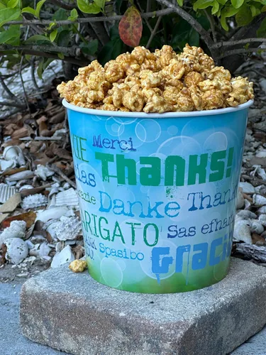 Miniatura 4 de Signature Popcorn, Cubo de regalo de agradecimiento de 1 galón, palomitas de maíz, recipiente de plástico reutilizable, aperitivo gourmet, sin