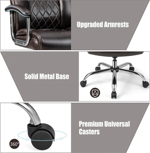 Miniatura 6 de Giantex Silla de oficina grande y alta, 500 libras, silla de oficina ejecutiva con respaldo alto para personas pesadas, silla de escritorio Marrón