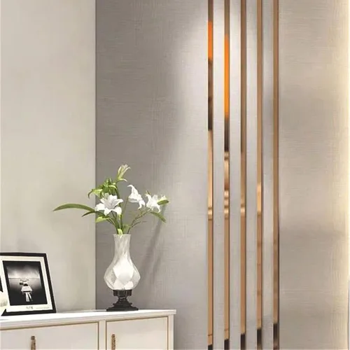 Miniatura 5 de Moldura dorada para pared, de acero inoxidable de 16.4 pies, acabado metalizado similar a un espejo, acabado flexible para techo y suelo