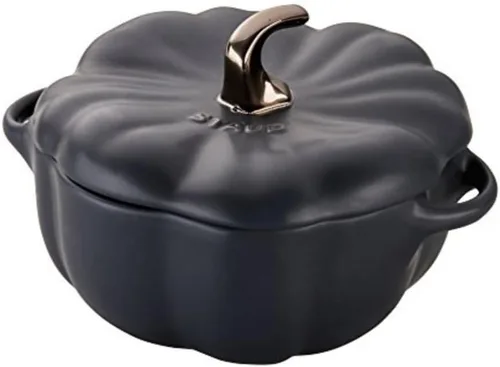 Miniatura 19 de STAUB Calabaza Pequeña de Cerámica de 0.75 cuartos, Segura para Horno y Estufa hasta 572°F, Plato de Calabaza, Horneado Color Naranja Caramelo