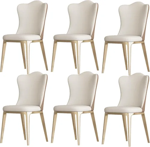 Miniatura 8 de Juego de 6 sillas de comedor, sillas de comedor tapizadas, sillas de cocina modernas con respaldo, silla de vestíbulo con patas de metal