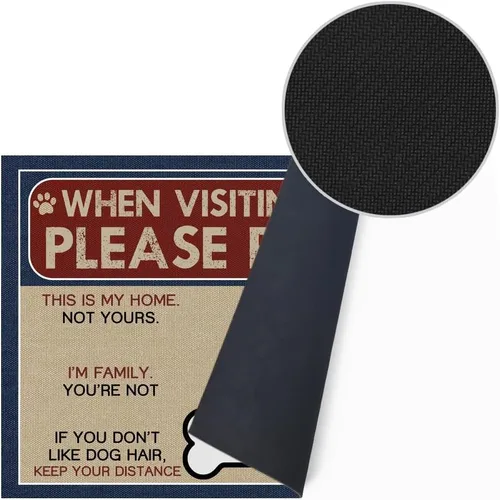 Miniatura 3 de Tapete para puerta de 30 x 18 pulgadas, nombre del perro cuando visitas la casa de mi perro, tapete personalizado de bajo perfil para interiores