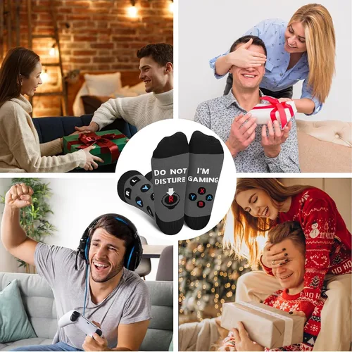 Miniatura 61 de AGRIMONY Calcetines divertidos con texto en inglés «Do Not Disturb Gaming» para hombres, mujeres, adolescentes, niños, Pascua, padres, cumpleaños