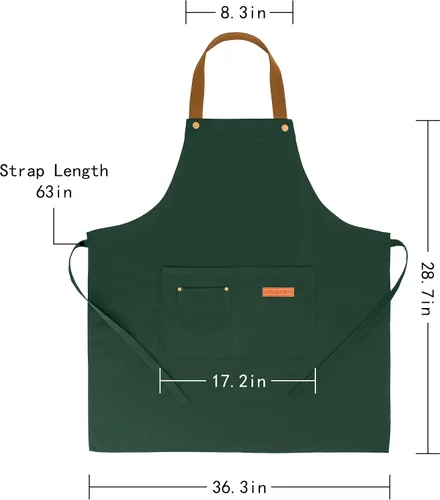 Miniatura 3 de 3Pack Chef Apron, Waterproof Apron, Adjustable Apron with 2 Pockets for Men Women, Apron for Cooking Baking Restaurant Verde