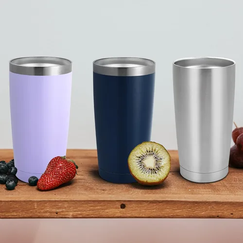 Miniatura 3 de Futtumy Vaso de viaje de acero inoxidable de 20 onzas con tapa y popote, vaso de café aislado, taza térmica de doble pared, recubrimiento en polvo