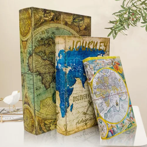 Miniatura 10 de Juego de 2 cajas decorativas en forma de libro, cajas de almacenamiento para baratijas y recuerdos, caja de almacenamiento en forma de libro