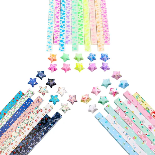 Miniatura 2 de Origami Star - Tiras de papel con diseño de estrellas y trébol luminoso de cuatro hojas, 1300 hojas