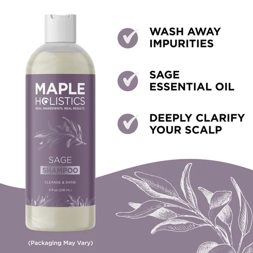 Miniatura 3 de Champú Sage anticaspa con argán, jojoba y spikenard orgánico, 100% natural, sin sulfatos, tratamiento para hombres y mujeres, fórmula antiséptica