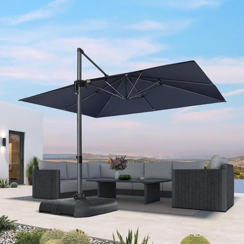 Miniatura 80 de PURPLE LEAF Sombrilla de Patio de 8 Pies para Exteriores Sombrilla Cantilever Cuadrada de Aluminio Sombrilla Offset con Rotación de 360 Grados