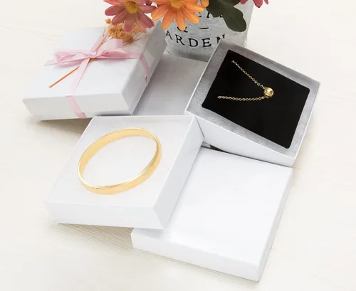 Miniatura 4 de Magicool - Paquete de 40 cajas de joyería de cartón de 3.5 x 3.5 x 1 pulgadas, utilizadas para collares, pulseras, aretes, joyas, embalaje de regalo