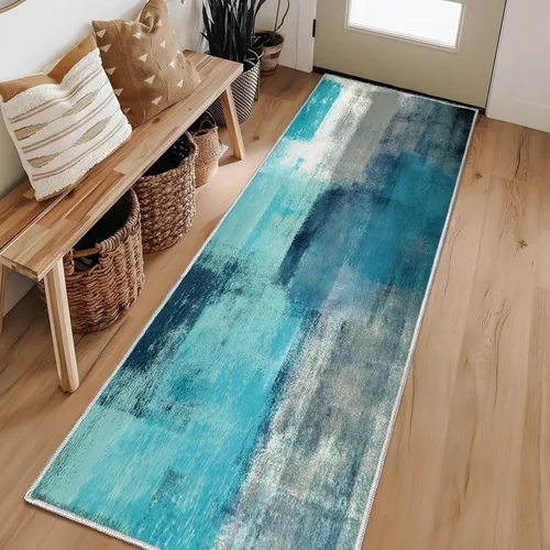 Miniatura 13 de LOKMU Alfombras antideslizantes de arte abstracto naranja y gris blanco para decoración del hogar, alfombra para aula, sala de estar, dormitorio