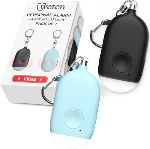 Miniatura 13 de Weten Llavero de alarma personal recargable, sirena de 130 dB y luz LED, elegante alerta de seguridad personal para que las mujeres lo lleven