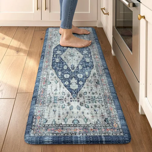 Miniatura 11 de Collive Alfombras y Tapetes Boho para Cocina 2 PIEZAS Alfombra Antifatiga Acolchada, Juego de 2 Alfombras de Cocina Impermeables Antideslizantes