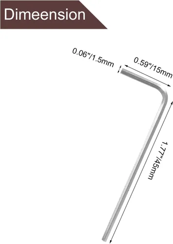 Miniatura 2 de Luomorgo 20 llaves Allen de 0.059 in/1/16 pulgadas, llave hexagonal en forma de L, herramienta de llave hexagonal de acero resistente