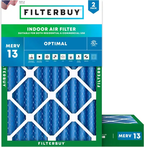 Miniatura 20 de Filterbuy Filtro de aire MERV 13 de 8 x 14 x 1 pulgadas, protección óptima contra el humo y la alergia (paquete de 2), filtros electrostáticos
