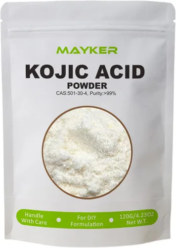 MAYKER Polvo de ácido kójico puro de 4.23 onzas, grado cosmético, ingredientes naturales para el cuidado de la piel para la fabricación de jabón,