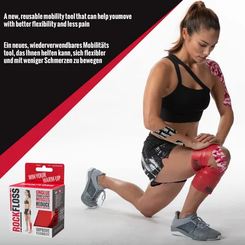 Miniatura 5 de Rocktape RockFloss Tack - Banda de movilidad, recuperación muscular de compresión, hilo dental para dolor muscular, 2 y 4 pulgadas de ancho, rojo