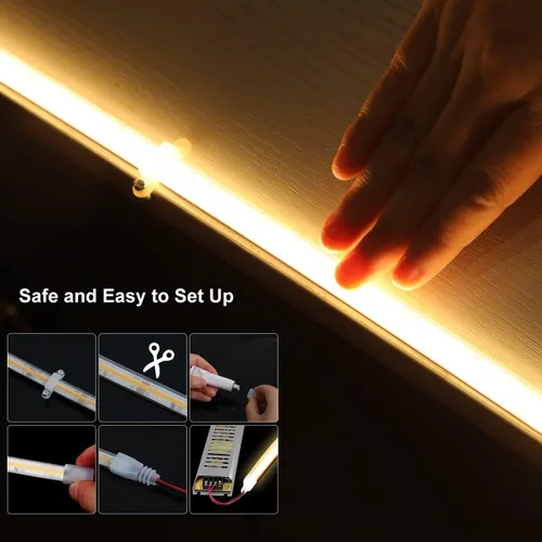 Miniatura 5 de dephen Tira de luces LED COB para exteriores de 16.4 pies, DC24 V 4000 K, 528 LEDS/m, IP67 impermeable cortable con cinta 3M para el hogar, balcón