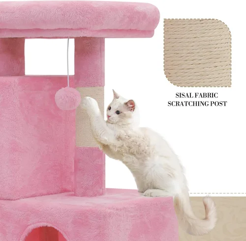 Miniatura 5 de Athena Collection Árbol pequeño para gatos, moderna torre de árbol para gatos de 34 pulgadas con poste rascador 2 plataforma de actividades