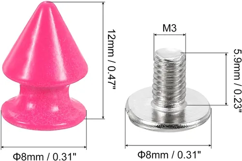 Miniatura 2 de uxcell 50 juegos de remaches de espiga cono, 0.315 x 0.472 in con rosca trasera para árbol y picos para manualidades de cuero, ropa, zapatos, Fósforo