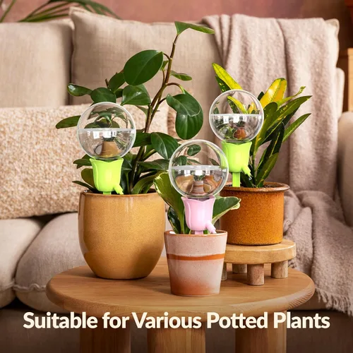 Miniatura 7 de NiHome 2 piezas de globos de riego automático para plantas de interior y exterior, bombillas de riego por goteo automático ajustables con estacas