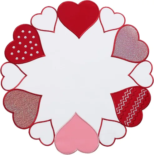 Miniatura 12 de OWENIE Caminos de mesa para el día de San Valentín, centros de mesa de San Valentín, 13 x 36 pulgadas, decoración de mesa roja bordada con corazón