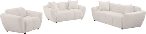 Coaster Home Furnishings Destino - Juego de sofá tapizado de 3 piezas con brazos extendidos, diseño de cuadrícula, cojines adjuntos y estilo