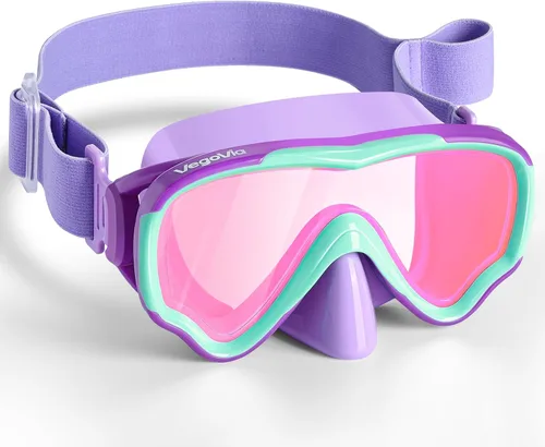Miniatura 10 de VegoVia Gafas de natación para niños con cubierta para la nariz, antiempañamiento de visión amplia, máscara de natación transparente para niños