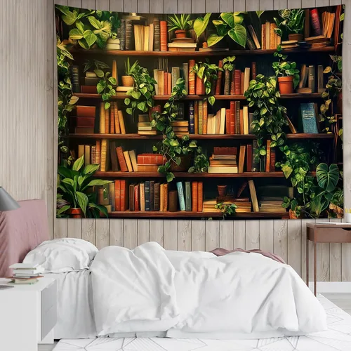 Miniatura 17 de HVEST Tapiz de cactus con diseño de plantas suculentas del desierto tropical en estante de madera, tapiz para colgar en la pared, acuarela botánica