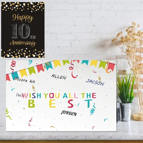 Miniatura 6 de Idealmuzik Tarjeta Jumbo de Feliz 10º Aniversario – Tarjeta de Felicitación de Congratulaciones Grande Plegada de 14x22 Pulgadas con Sobre, Tarjeta