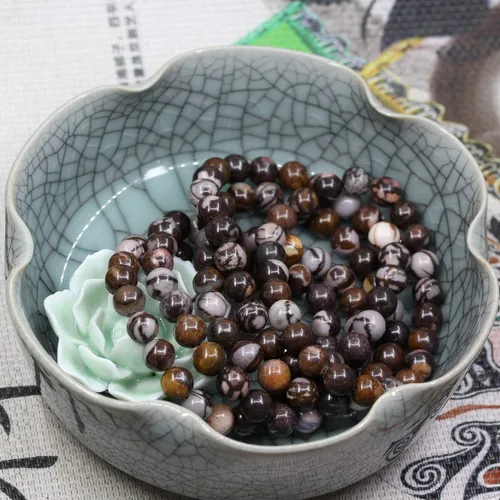 Miniatura 45 de Amandastone Pulsera elástica de cuentas redondas de 0.315 in con piedras preciosas naturales de 7 pulgadas
