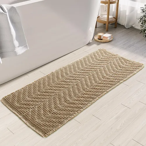 Miniatura 19 de BULULOM Alfombras de Baño Boho, Alfombra de Baño Waffle Mejorada, Alfombras de Baño Súper Absorbentes Antideslizantes, Alfombras Lavables a Máquina