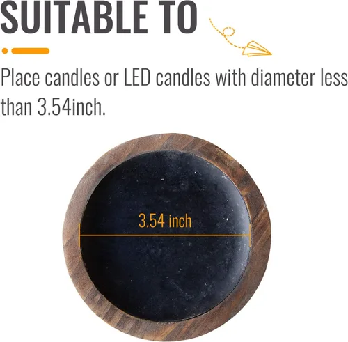 Miniatura 5 de Juego de 2 portavelas de piso, portavelas para velas de pilar, portavelas rústico hecho a mano de madera, velas decorativas grandes para bodas