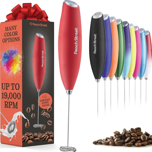 Miniatura 15 de Potente espumador de leche de mano, mini espumador de leche, funciona con pilas (no incluida), mezclador de bebidas de acero inoxidable para café