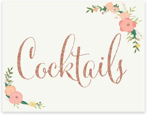 Miniatura 103 de Andaz Press Letreros de fiesta de boda, purpurina de oro rosa sintético con flores, 8.5 x 11 pulgadas, resalta tu versículo bíblico favorito