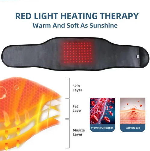 Miniatura 3 de HONGJING Soporte de masaje de luz roja con calor para aliviar el dolor de espalda baja, cinturón masajeador inalámbrico recargable para dolor