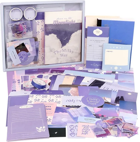 Miniatura 10 de Draupnir Kit de álbum de recortes estético vintage, kit de diario basura con suministros de diario/álbum de recortes, papelería, cuaderno