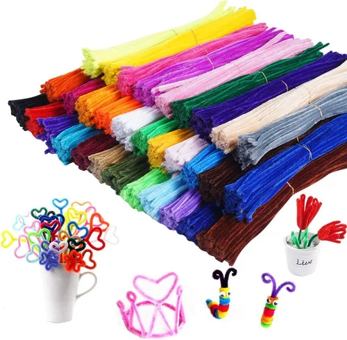 Limpiadores de tuberías, 1600 piezas de limpiadores de tuberías para manualidades, suministros de manualidades en 32 colores de tallos de chenilla