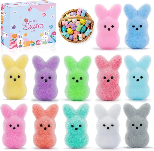 Relleno de cesta de Pascua para niños, rellenos de huevos de Pascua, juguetes de conejo, regalos de Pascua para niños, recuerdos de fiesta para 12