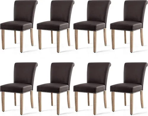 Miniatura 39 de SyMax Juego de 6 sillas de comedor de piel sintética con borde cosido, modernas sillas laterales de cocina de alta gama para dormitorio, sala