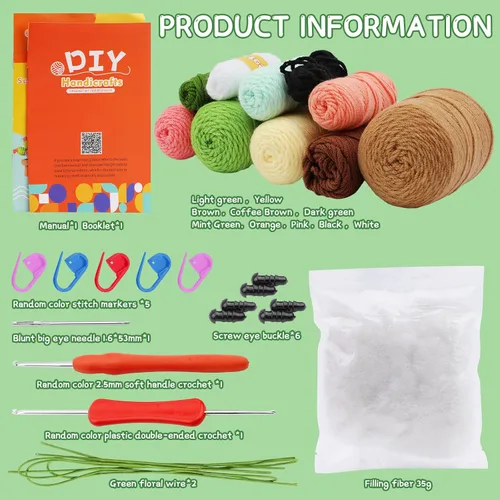 Miniatura 2 de WONVOC Kit de ganchillo para plantas, kit de plantas de ganchillo para principiantes, kit de ganchillo para adultos, con ganchillos, suministros
