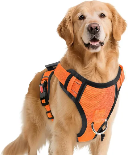 Miniatura 8 de Arnés para perro sin tirón con 2 clips de correa, chaleco reflectante ajustable y acolchado con asa, chaleco Oxford transpirable sin