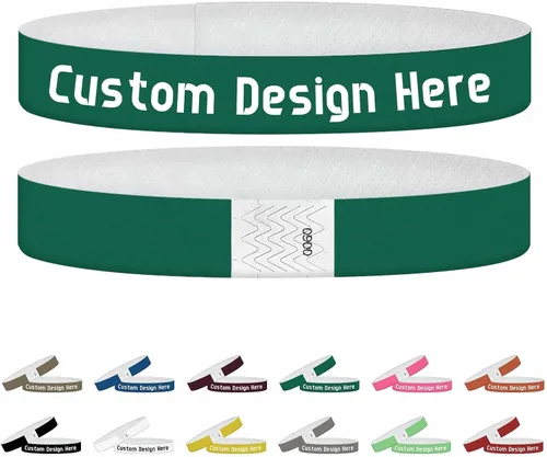 Miniatura 17 de Pulseras para eventos, pulseras personalizadas de 3/4 pulgadas, pulseras de papel personalizadas para fiestas, 100 unidades con texto, logotipo, Oro