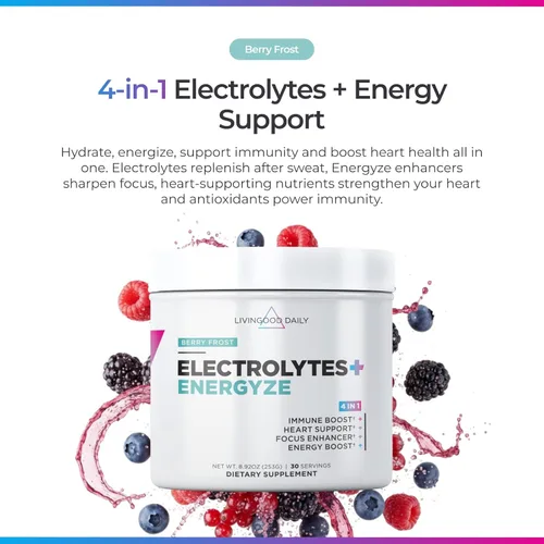 Miniatura 3 de Livingood Daily Electrolitos en polvo, mezcla de bebida hidratante de electrolitos con vitamina C, magnesio, taurina y sal marina, suplemento