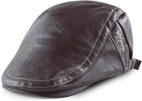 Miniatura 14 de Gorra de hiedra para hombre, sombrero de cuero de PU para hombre, boina ajustable, gorra plana de golf, gorra plana Gatsby, sombrero de pesca