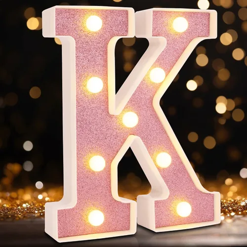 Miniatura 28 de Letras pequeñas de marquesina LED, letras iluminadas, letras LED de 8.58 pulgadas, letrero iluminado a pilas para mesa, fiesta, cumpleaños